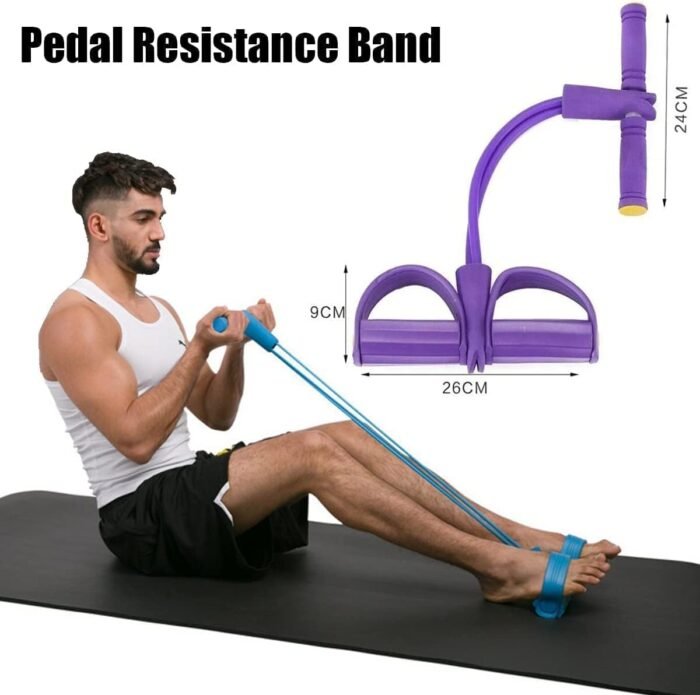 21 Fitness Resistance Bands - 4 Tube Pedal Ankle Puller, Yoga Handle Bands Exerciser Multifunction Trainer Tension Rope for Body, Abdomen, Waist, Arm, Tummy Exercise Stretching Training ( Color : Ash - Image 8