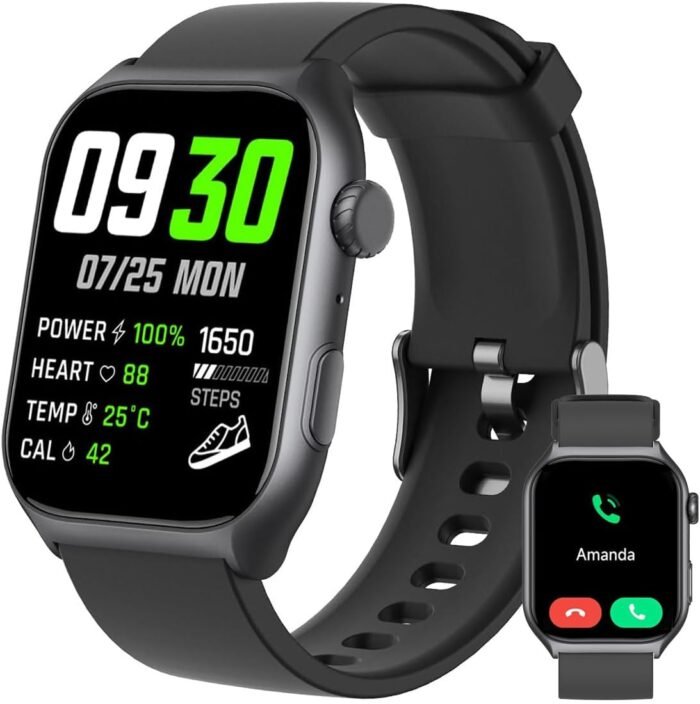Fitness Tracker, Smart Watch with 24/7 Heart Rate Sleep Tracker with Calorie Step Counter Multi-Function, IP68 Waterproof Activity Tracker for Women Men Android iOS (Black) - Image 2