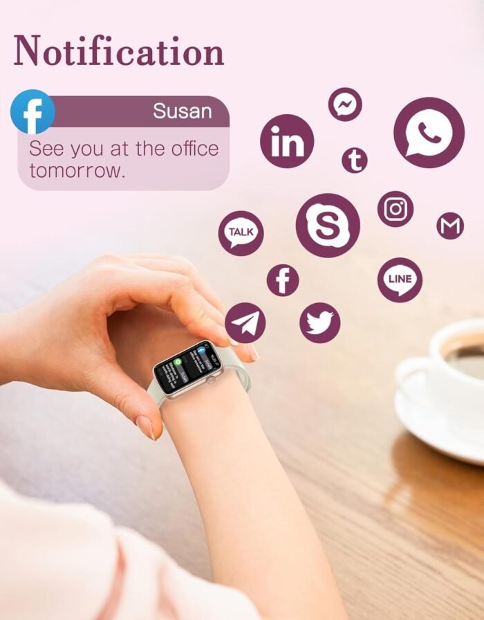 Fitness Watches for Women, LYNN2 Fitness Tracker with Heart Rate Monitor Blood Oxygen/Sleep Tracker Pedometer, Slim Step Tracker Watch for iOS/Android Phones Waterproof Milky White - Image 3