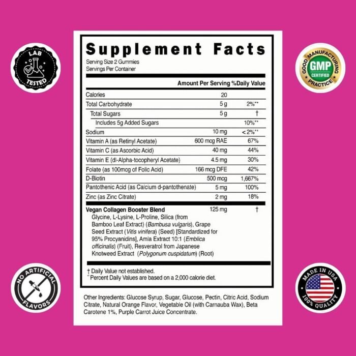 Simply Collagen® Vegan Collagen Booster Gummies for Women & Men - Promotes Youthful & Beautiful Skin, Hair, Nails & Lashes - Key Amino Acids & Antioxidants with Biotin, Vitamins A,C, & E - Image 7