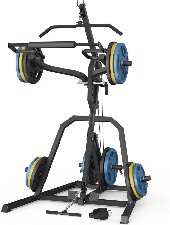 DONOW Leverage Gym Power Rack Squat Rack Lever Gym with LAT Low Row System Home Gym System Workout Station 2:1 Ratio (Without Weight Plates) - Image 2