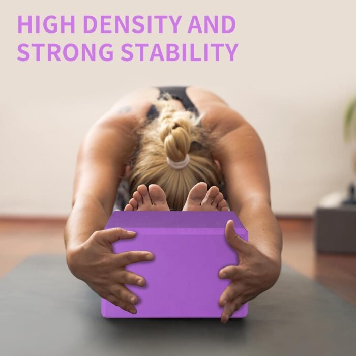 Yoga Block, Large Yoga Block 9x6x4 Inches, Sturdy Yoga Foam Blocks, High Density & Non Slip Surface for Yoga, Pilates & Stretching, Fitness Accessories for Stability & Balance (Blue) - Image 7