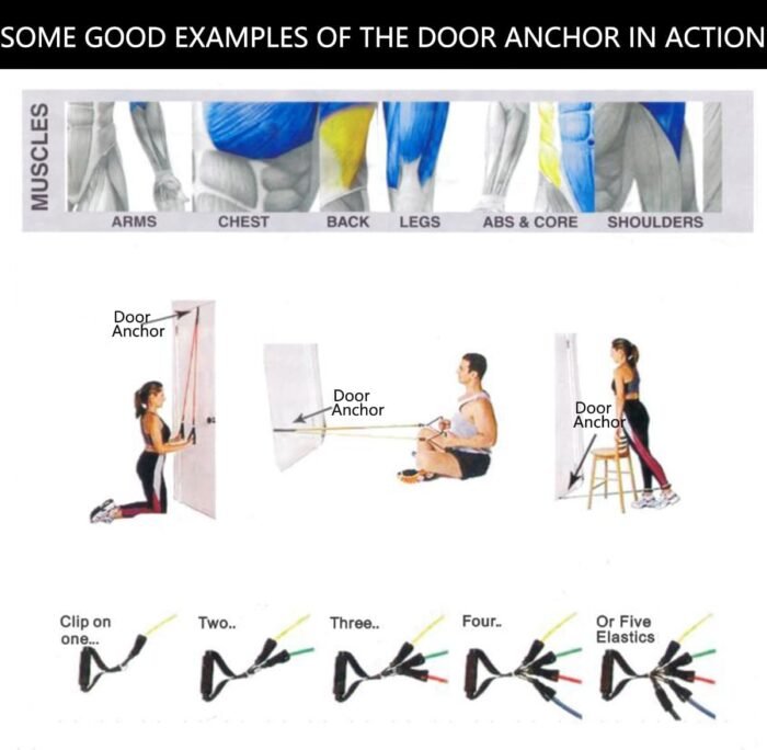 Resistance Bands Set, Exercise Bands, Work Out Bands with Handles, Up to 150lbs, Color Coded Exercise Bands, Exercise Guide, Storage Bag - Image 7