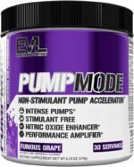 EVL PumpMode Nitric Oxide Supplement - Nitric Oxide Booster Pump Pre Workout Powder with Glycerol and Betaine for Muscle Recovery Growth and Endurance - Stim Free Pre Workout Drink (Furious Grape) - Image 2