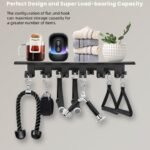 Floating Shelf Organizer Compatible with Tonal Accessories Wall Mount Hanger with Hooks T-Lock Adapters Home Gym Weight wall Storage Equipment Metal Rack Holder Bracket Hanger Black Workout Fitness - Image 5