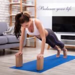 2 Pack Cork Yoga Blocks with Yoga Strap Set - 4 x 6 x 9 inch - Image 3