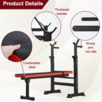 Weight Bench Adjustable Weight Bench Press Set with Squat Rack 660lbs Foldable Flat Incline Olympic Weight Bench Home Gym Exercise Training Machine for Men - Image 5