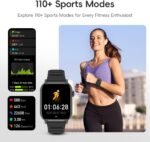 Smart Watch Sports Pedometer Fitness Tracker, Bluetooth Call Heart Rate/Blood Oxygen/Sleep Monitor, 100 Sports Modes Waterproof for iOS Android Men's Women's Smart Watch (Black) - Image 6