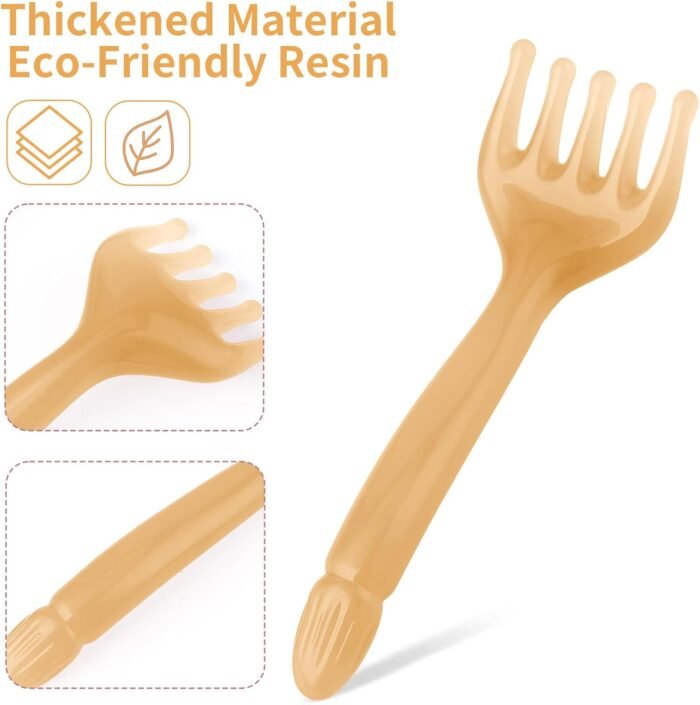 2Pcs Head Massager Manual Hair Scalp Massager Gua Sha Five Claw Massage Tool Comb Portable Handheld Resin Relax Tool for Father's Day Mother's Day Gifts (Amber; Cloud Brown) - Image 4