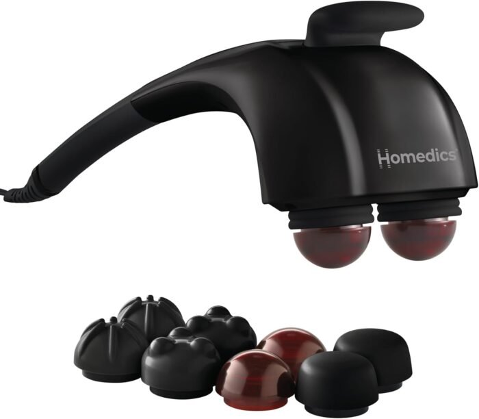 Homedics Handheld Back Massager, Dual Heated Nodes, Neck, and Body Percussion Massager with Interchangeable Nodes to Release Back, Neck, Shoulder Leg and Foot Tension - Image 2