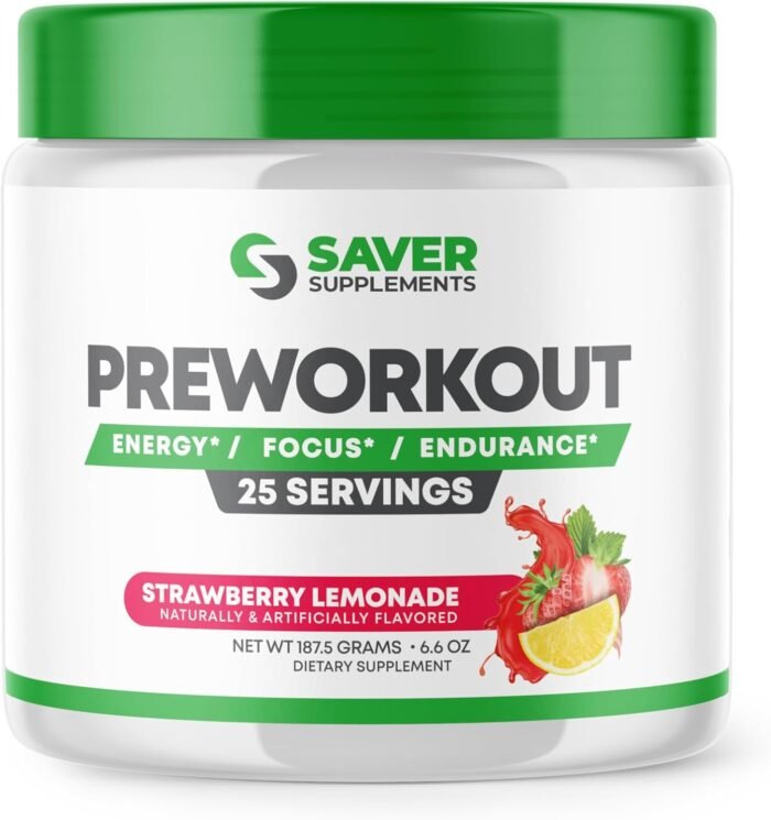 Pre Workout Powder with Beta Alanine, Creatine Monohydrate, BCAA, L Citrulline, L Arginine and Caffeine - Strawberry Lemonade Flavor - 25 Servings - Image 2