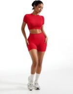 RXRXCOCO Hidden Scrunch Butt Workout Sets for Women 2 Piece Crop Tops Seamless Booty Shorts Matching Gym Yoga Outfits - Image 4
