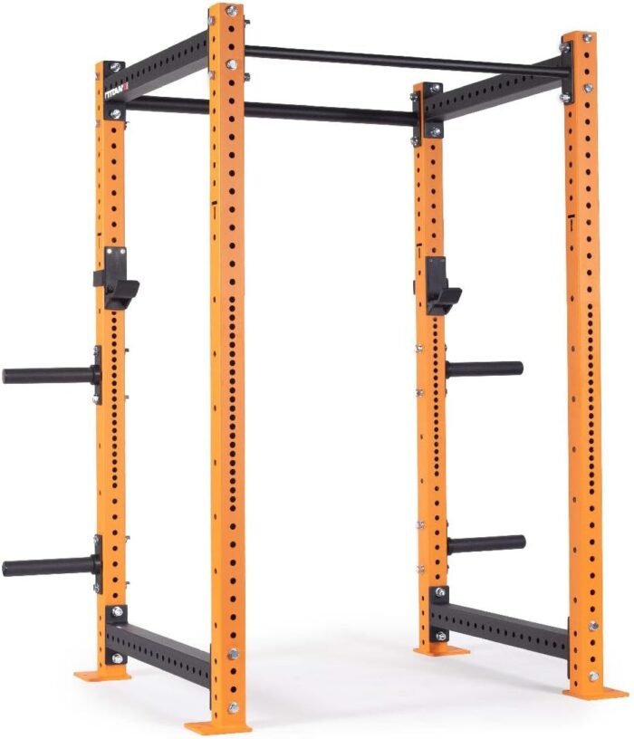 Titan Fitness X-3 Series 80" Orange Bolt-Down Power Rack, 36" Depth, Rackable 1650 LB Cage, 1.25" and 2" Pull Up Bars, Standard J-Hooks, Weight Plate Holders, Weightlifting and Strength Training - Image 2