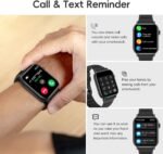 Smart Watch Sports Pedometer Fitness Tracker, Bluetooth Call Heart Rate/Blood Oxygen/Sleep Monitor, 100 Sports Modes Waterproof for iOS Android Men's Women's Smart Watch (Black) - Image 3
