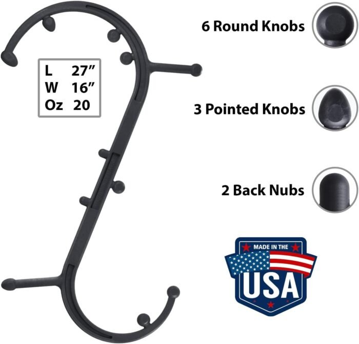 Body Back Buddy Classic USA Made Handheld Massage Cane - Full Body Trigger Point Tool for Deep Tissue Pain Relief - Dual Hooks for Back, Shoulder, Neck - (2.0 Black) - Image 6