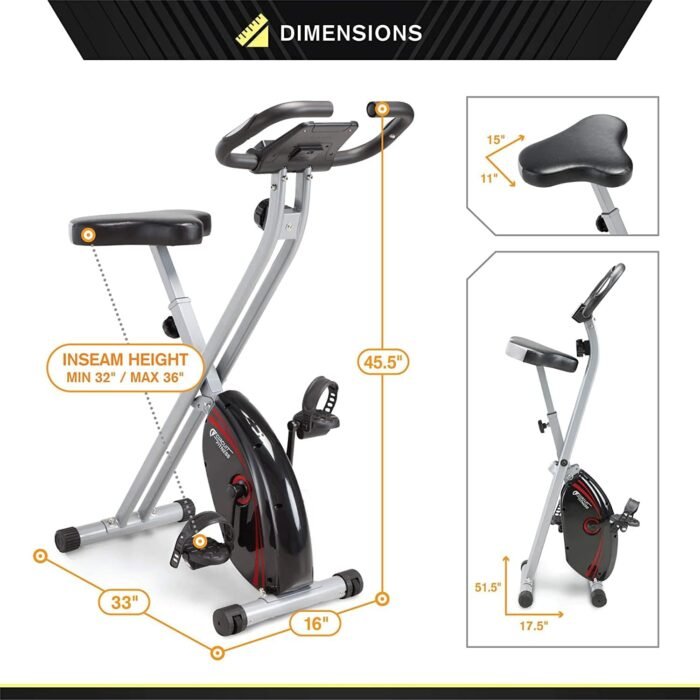 CIRCUIT FITNESS Circuit Fitness Folding Upright Exercise Bike with Adjustable Resistance 250 lb. Max. Capacity AMZ-150BK - Image 3