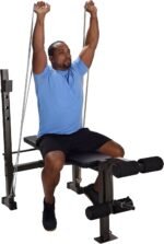 Stamina Adjustable Steel Weights Bench and Barbell Rack Combo Set with Resistance Band Anchor Points for Home Gym Workout or Exercise, Black - Image 8