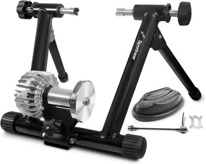 Sportneer Bike Trainer - Fluid Stationary Bike Stand for 26-29" & 700C Wheels - Auto Resistance Control Bike Trainer Stand for Indoor Riding with Noise Reduction Wheel for Road Bikes - Image 2