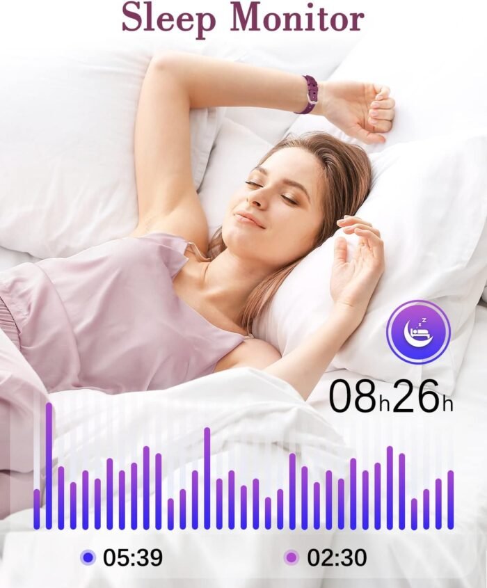 Fitness Watches for Women, LYNN2 Fitness Tracker with Heart Rate Monitor Blood Oxygen/Sleep Tracker Pedometer, Slim Step Tracker Watch for iOS/Android Phones Waterproof Purple - Image 8