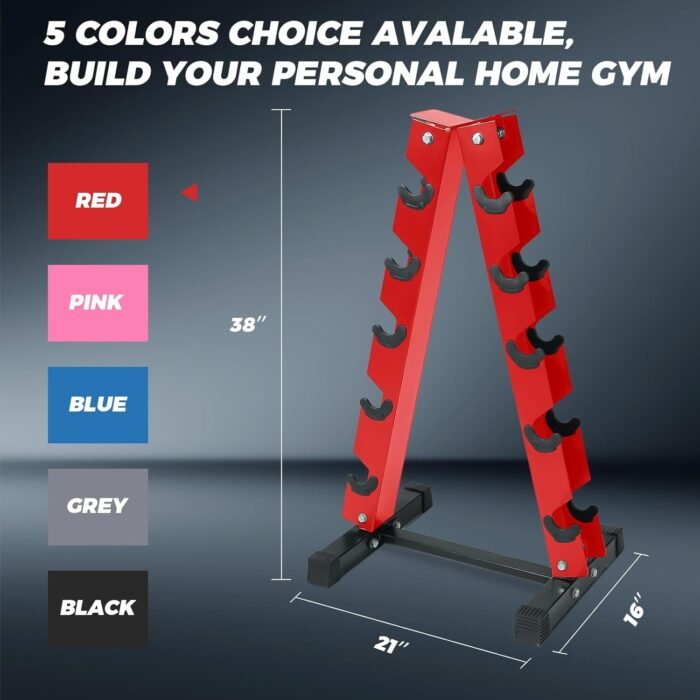 RitFit 250LB/300LB Rubber Hex Dumbbell Sets with Weights Rack, Multiple Color Choices Available, Great Gym Equipment for Home, Strength Training, Workouts - Image 4