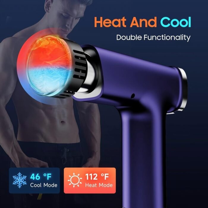 Massage Gun with 9 Replacement Heads, Massage Gun with Heat and Cold, Deep Tissue Massager for Muscle Recovery, Handheld Electric Muscle Massager for Sore Muscles and Back Pain Relief, - Image 4