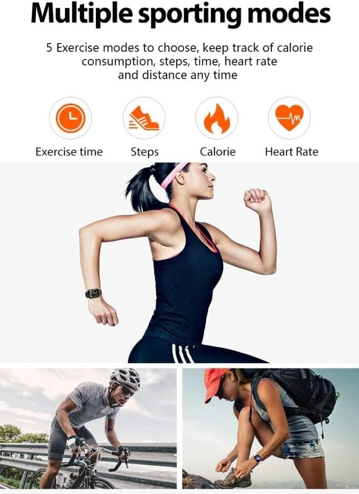 Smart Watch for Men Women Compatible Android iOS iPhone, 2.09" Touch Screen Fitness Tracker Smartwatch with Call/SMS/Sleep Monitor/Pedometer Two Sport Bands (Blue) - Image 5