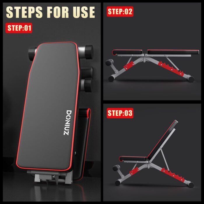 Weight Bench, Adjustable Workout Bench Press Set for Home Gym Full Body Strength Workout, Easy Assembly Foldable Training Lifting Bench, Max Load 750 - Image 3