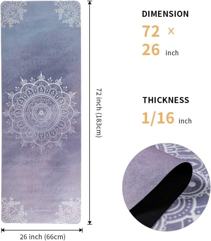 Travel Yoga Mat, Non Slip Exercise Suede Mat with Carry Bag, All-Purpose Fitness Mat with High Density Anti-Tear Surface for Women, Ideal for Pilates Workout (72'' x 26'' x 1.5mm Thick) - Image 3