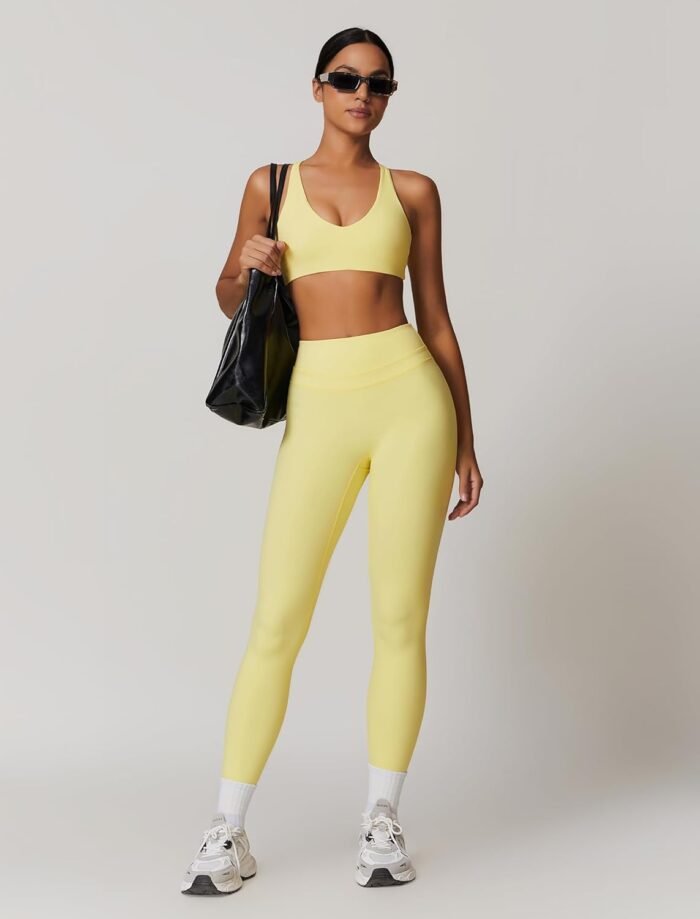 Womens Workout Sets Adjustable Straps Sports Bras and High Waist Leggings Sets Pilates 2 Piece Outfits for Women - Image 6
