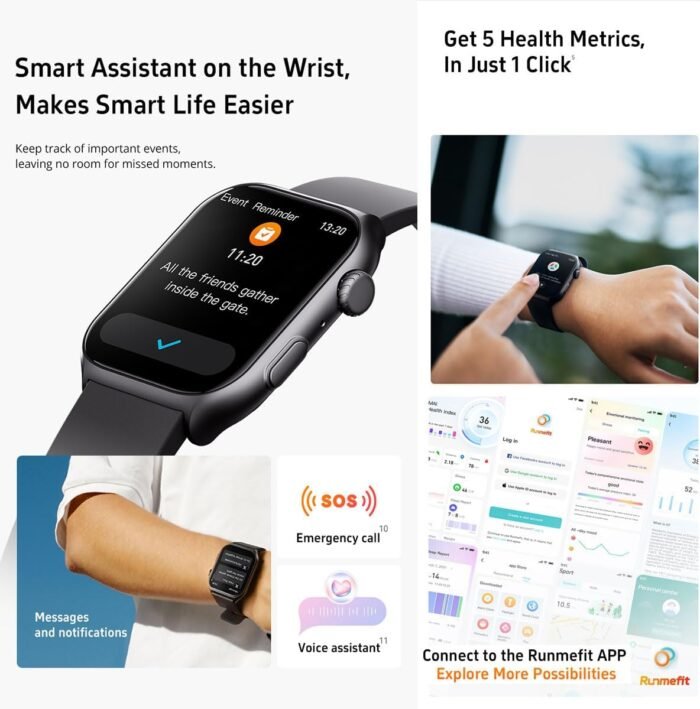 Fitness Tracker, Smart Watch with 24/7 Heart Rate Sleep Tracker with Calorie Step Counter Multi-Function, IP68 Waterproof Activity Tracker for Women Men Android iOS (Black) - Image 6