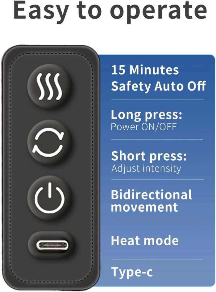 Neck and Back Massager, with Heating and Bidirectional Rotation Heads, 4D Electric Massage Pillow with 4 Nodes,Neck Back Shoulder Foot Pain Relief, Portable & Rechargeable, Holiday Gift - Image 6