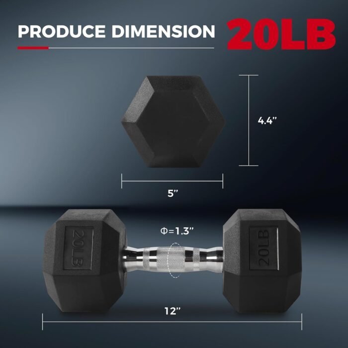 RitFit 5-300LBS Rubber Encased Hex Dumbbell Sets with Optional Rack for Home Gym, Coated Hand Weights for Strength Training, Workouts - Image 3
