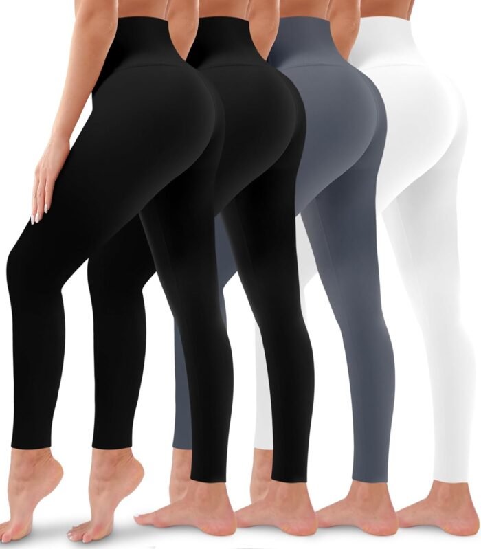 4 Pack Leggings for Women Butt Lift High Waisted Tummy Control No See-Through Yoga Pants Workout Running Leggings - Image 2