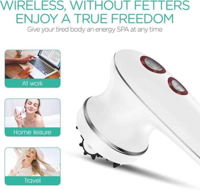VOYOR Electric Cellulite Massager, Body Sculpting Machine for Arms, Belly, Legs, Waist, Buttocks, 3 Strengths for Body Cleaning and Deep Tissue Cellulite Massage, IPX7 Waterproof & Cordless VRMM1-NEW - Image 5