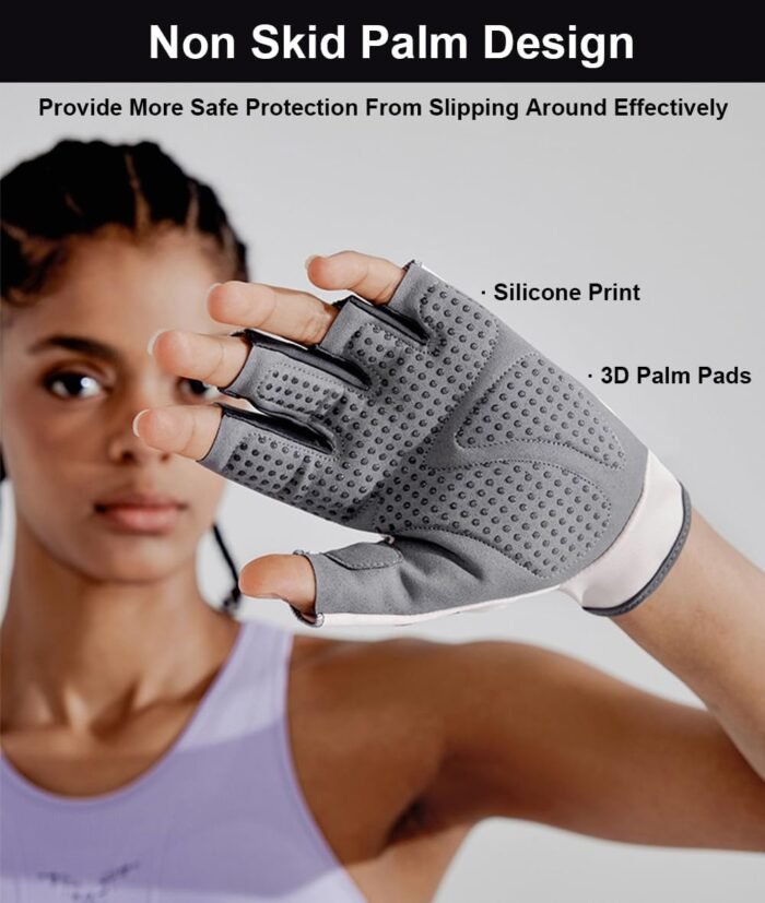 Workout Gloves for Women & Men, Anti-Slip Fingerless Gloves for Weightlifting, Mens Workout Gloves Gym Gloves Fitness Gloves - Image 5