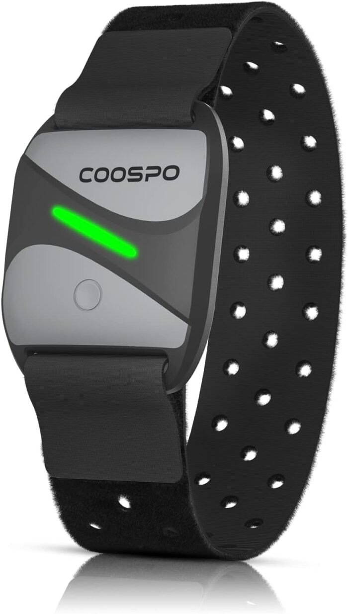 COOSPO Heart Rate Monitor Armband HW807, Bluetooth 5.0 ANT+ HRM with HR Zone LED Indicator, Tracking Heartbeat HRV for Fitness Training, Work with Peloton/Polar/Wahoo/Strava/DDP Yoga - Image 2