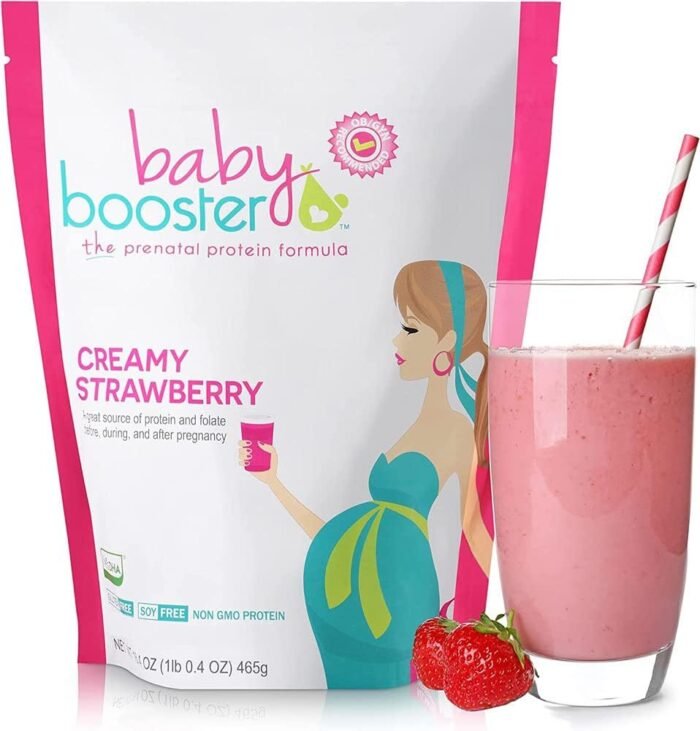Baby Booster Pregnancy Protein Powder Vitamin Supplement Shake - OB/GYN Approved Prenatal & Postnatal Lactation Use - Morning Sickness Relief with Vegan DHA and Methyl Folate - Creamy Strawberry, 1 lb - Image 2