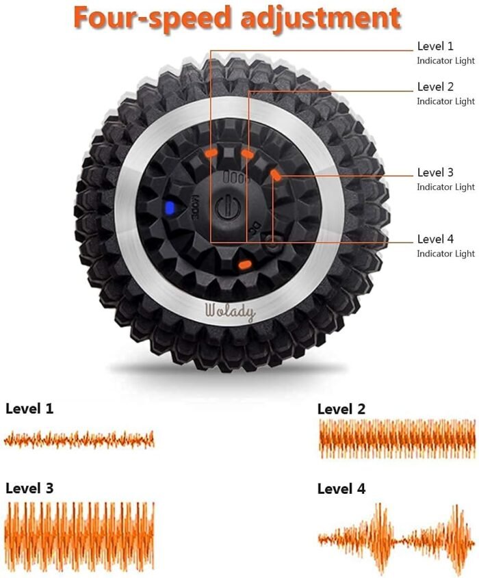 Vibrating Massage Ball 4-Speed High-Intensity Fitness Yoga Massage Roller, Relieving Muscle Tension Pain & Pressure Massaging Balls (Black) - Image 7