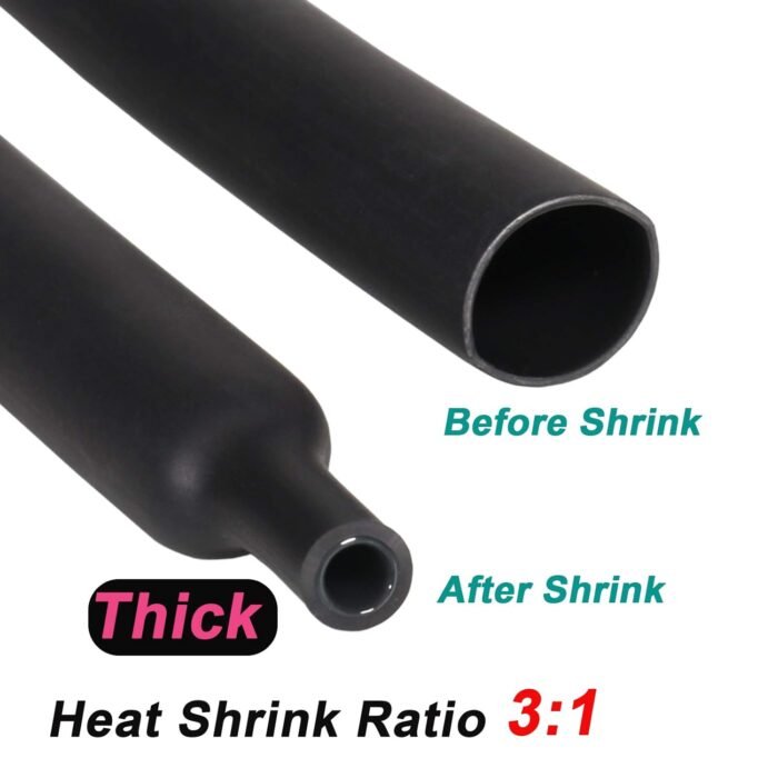 1.5 inch (Diameter) 3:1 Waterproof Heat Shrink Tubing Kit, Large Marine Dual Wall Adhesive Shrinkable Wire Wrap Tube, Insulation Sealing Wear-Resistant Cable Protector by YUKSY (4ft, Black) - Image 3