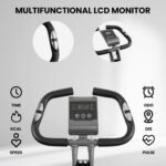 Exercise Bike Stationary Bike Folding Exercise Bike with 10 Level Adjustable Magentic Resistance Support Back Pad and Phone/Tablet Holder Arm Resistance Band Pulse Sensor LCD Monitor for Home Workout 265 LB Capacity - Image 3