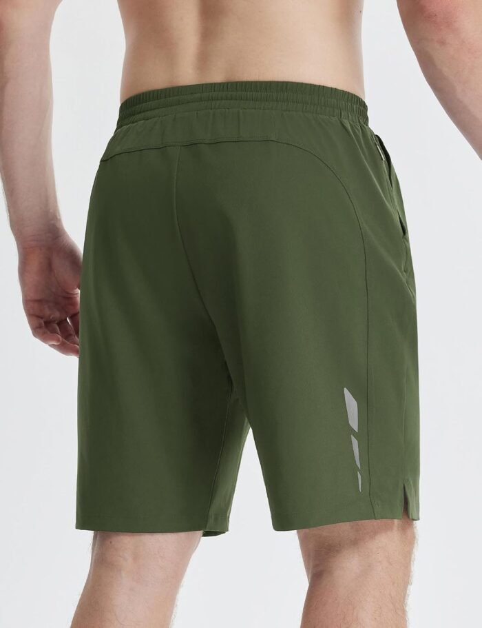 baleaf Men's Athletic Running Shorts 9" Quick Dry Workout Gym Shorts Lightweight Mesh 2 in 1 Shorts with Zipper Pockets - Image 3