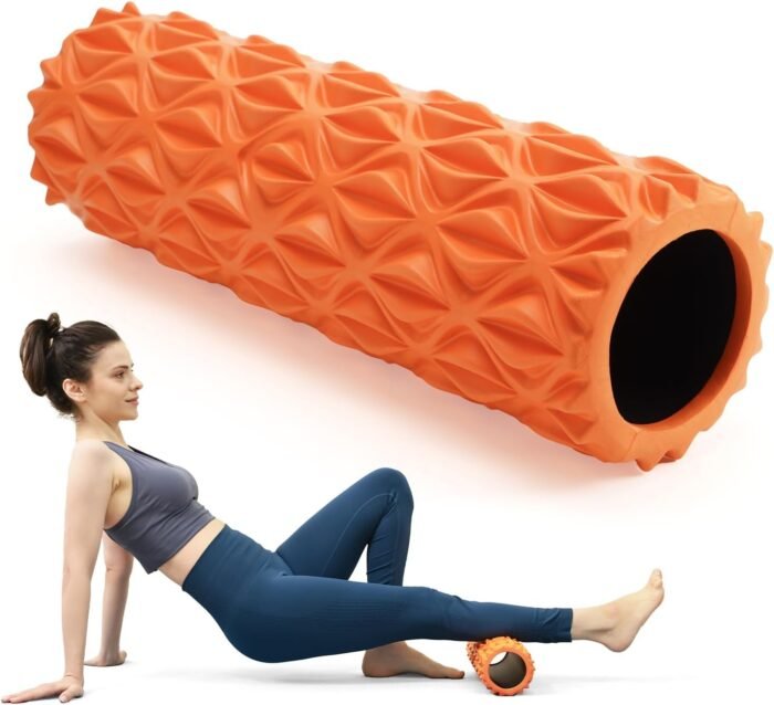 Foam Roller, 15inch Deep Tissue Massager for Muscle Massage, Myofascial Trigger Point Release, Exercise, Yoga, Pilates(Orange) - Image 2