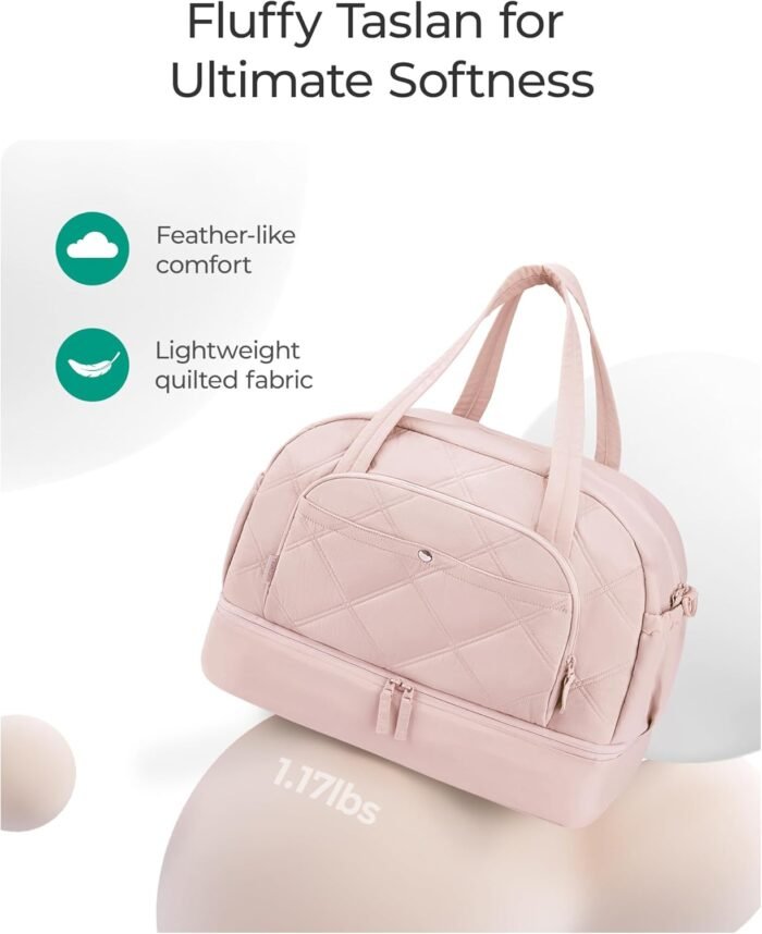 Gym Bag for Women, BAGSMART PuffyTravel Duffel Bags with Shoe Compartment, Carry on Weekender Overnight Tote Bag with Toiletry Bag, Travel Bag for Airlines, Travel, Sports, Brown - Image 4