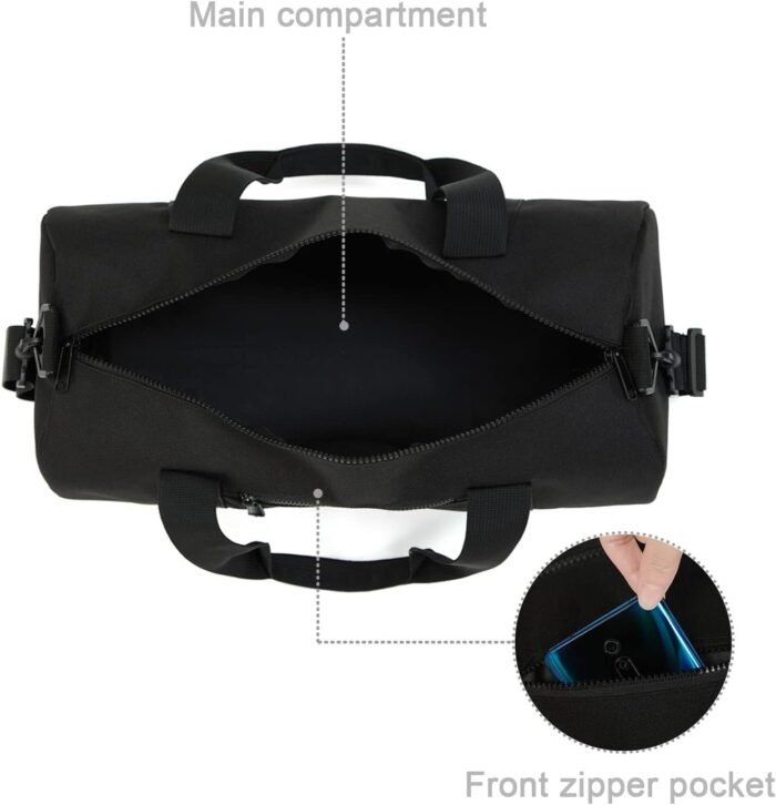 Small Gym Bag Duffel Bag for Women Men Fitness Sports Bag Workout Adjustable Detachable Shoulder Strap Lightweight Carry on Travel Duffle Bag (Black, 15" / Mini / 12L) - Image 4