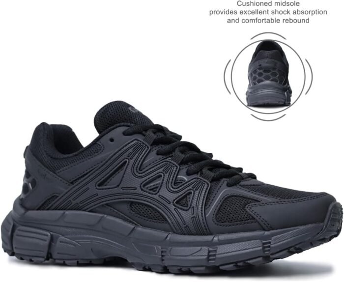 Women's Walking Sneakers-Comfortable Breathable All Black Narrow Toe Casual Joggers-Non Slip Athletic Gym Workout-Outdoor Cushioning Hiking Shoes - Image 4