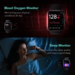 SKG Smart Watch, Fitness Tracker with 5ATM Swimming Waterproof, Health Monitor for Heart Rate, Blood Oxygen, Sleep, 1.7'' Touch Screen Bluetooth Smartwatch Fitness Watch for Android-iPhone iOS, V7 - Image 4