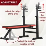 Weight Bench Adjustable Weight Bench Press Set with Squat Rack 660lbs Foldable Flat Incline Olympic Weight Bench Home Gym Exercise Training Machine for Men - Image 4