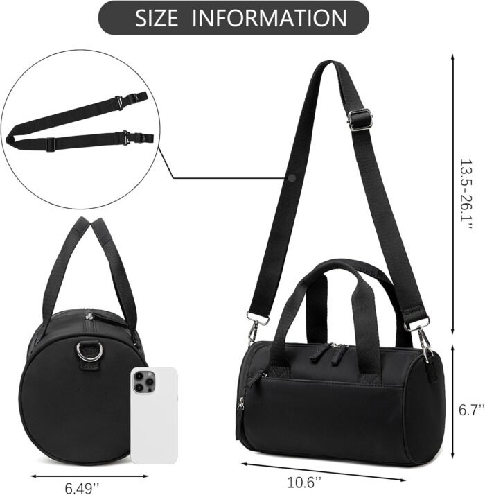 BTOOP Mini Gym Bag for Women Girls Cute Small Duffle Bag Workout Sport Bags for Dance,Fitness,Yoga (Black) - Image 3