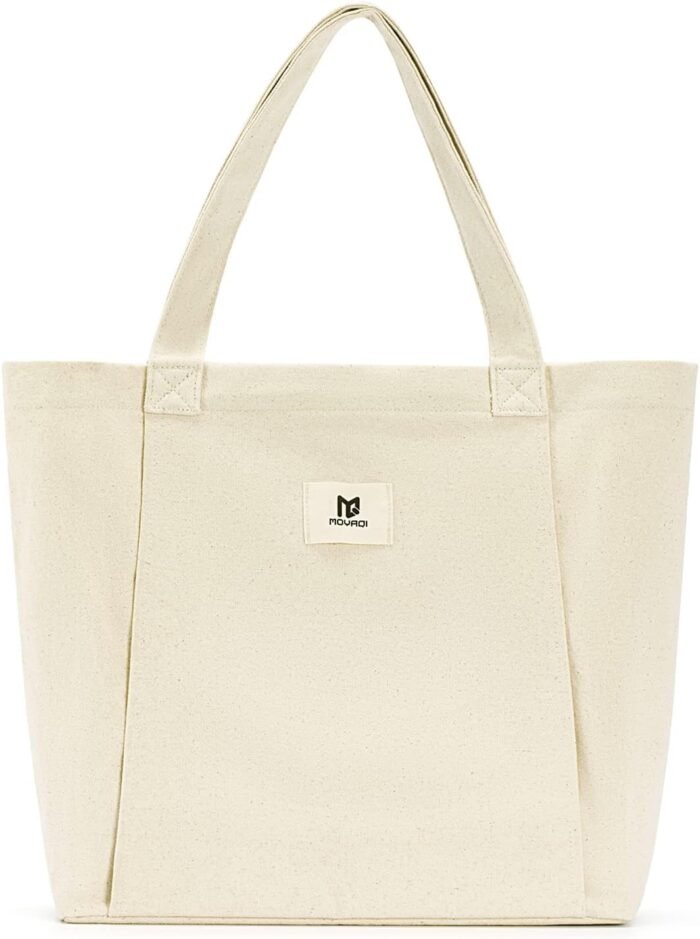 Moyaqi Canvas Tote Bag with Yoga Mat Carrier Pocket Carryall Shoulder Bag for Office, Workout, Pilates, Travel, Beach and Gym - Image 3