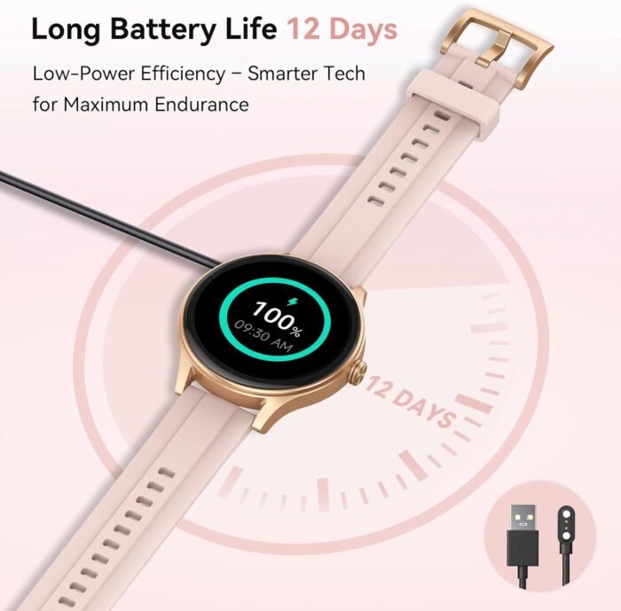 Fitpolo Smart Watches for Women (2 Bands), 1.27" Stylish Smartwatch, IP68 Waterproof Fitness Tracker with Bluetooth Calls (Make/Answer), Heart Rate/SpO2/Sleep Monitor, 7 Days Battery - Pink - Image 7